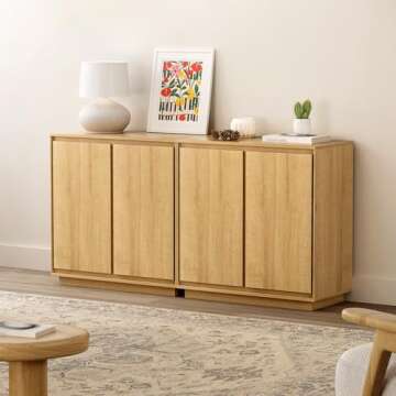 EYYTHUNG Buffet Storage Cabinet Set of 3, Sideboard Accent Cabinet with Adjustable Shelves and Handl...