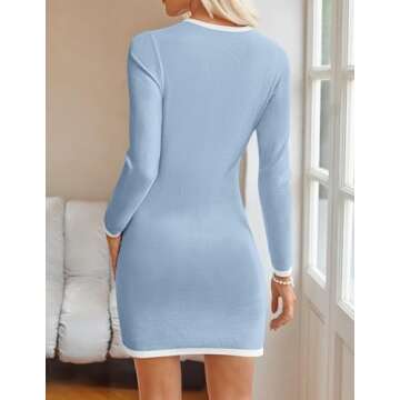 Stylish ZESICA Long Sleeve Color Block Knit Dress