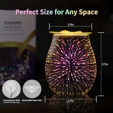 EQUSUPRO 3D Glass Electric Wax Warmer for Home Decor