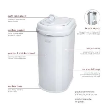 Ubbi Pet Waste Pail Stainless Steel Odor Locking System