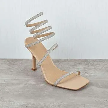 Richealnana Glitter Straps High Heel Stilettos for Women