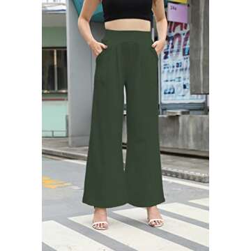 SHINFY Plus Size Wide Leg Pleated Palazzo Pants for Women - Loose Belted High Waist