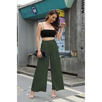 Stylish SHINFY Plus Size Wide Leg Pleated Palazzo Pants
