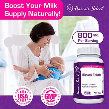 Mama's Select Blessed Thistle Breastfeeding Supplement, 800mg Lactation Support for Increased Breast...