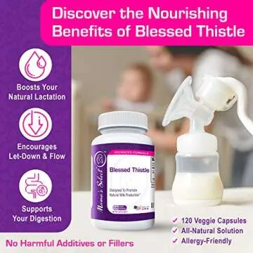 Mama's Select Blessed Thistle Breastfeeding Supplement, 800mg Lactation Support for Increased Breast Milk - 120 Vegan Capsules