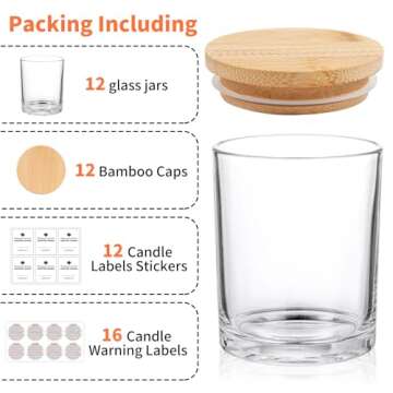 SUPMIND Candle Jars | 12 Pack Glass with Bamboo Lids