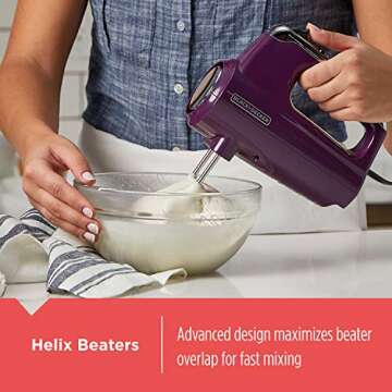 Black+Decker Helix Performance Hand Mixer in Purple - 5-Speed Mixer