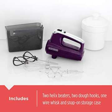 Black+Decker Helix Performance Hand Mixer in Purple - 5-Speed Mixer