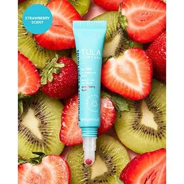 TULA Skin Care Lip SOS - Lip Treatment Balm that Plumps, Smooths & Hydrates lips with a Glossy Tint, Strawberry Flush, 0.28 oz.