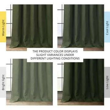 Stylish Room Darkening Faux Linen Curtains in Tuscany Green