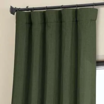 Stylish Room Darkening Faux Linen Curtains in Tuscany Green