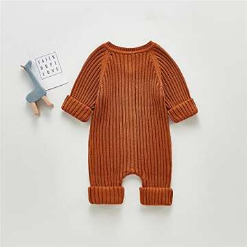 Mubineo Infant Baby Girl Boy Fall Winter Thick Knit One Piece Outfit Romper Jumpsuit Sweater Outwear (Brown, 12-18 Months)
