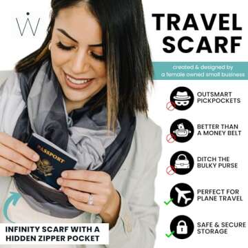 WAYPOINT GOODS Infinity Scarf with Pocket - Stylish and Lightweight Pocket Scarf for Women with Hidd...