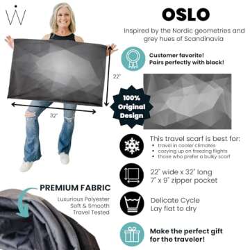 WAYPOINT GOODS Infinity Scarf with Pocket - Stylish and Lightweight Pocket Scarf for Women with Hidden Zipper for Passport, Wallet, and Other Travel Accessories