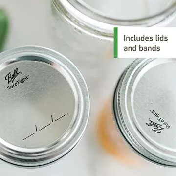 Ball Regular Mouth Pint (16 oz.) Mason Jars with Lids and Bands, for Canning or Drinkware, 8 Count