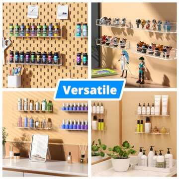 NIUBEE Wall Mounted Spice Rack Organizer,Clear Acrylic Spice Shelf Storage Holder,Hanging Seasoning Rack Organizer for Wall Kitchen 4 Pack