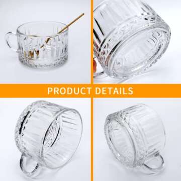 Maredash Classic Glass Coffee Mugs Set with Spoons