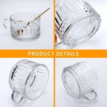 Maredash Classic Glass Coffee Mugs Set with Spoons
