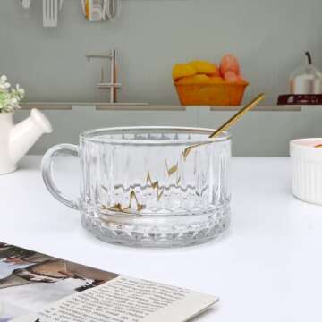 Maredash Classic Glass Coffee Mugs Set with Spoons