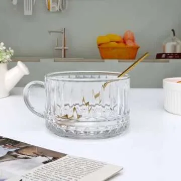 Maredash Classic Glass Coffee Mugs Set with Spoons