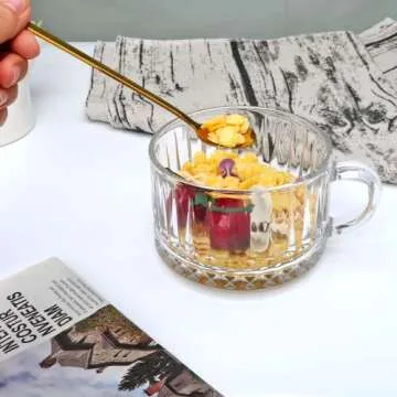 Maredash Classic Glass Coffee Mugs Set with Spoons