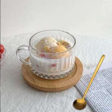 Maredash Classic Glass Coffee Mugs Set with Spoons