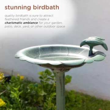 Alpine Antique Flower Birdbath - Durable Outdoor Garden Accent