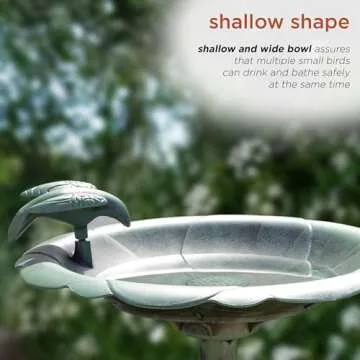 Alpine Antique Flower Birdbath - Durable Outdoor Garden Accent