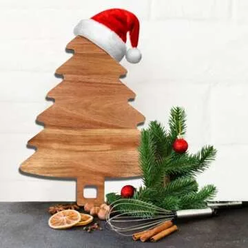 Unique Christmas Tree Charcuterie Boards Gifts Decor Acacia Wood Cutting Boards Christmas Tree Vegetable Platters Wooden Xmas Cheese Board Presents Festive Veggie Trays Xmas Fruit Appetizer Platter
