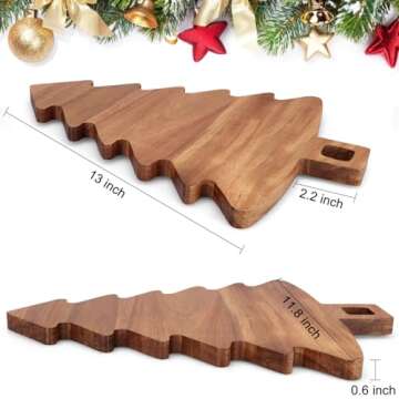 Unique Christmas Tree Charcuterie Boards Gifts Decor Acacia Wood Cutting Boards Christmas Tree Vegetable Platters Wooden Xmas Cheese Board Presents Festive Veggie Trays Xmas Fruit Appetizer Platter