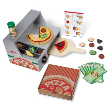Melissa & Doug Wooden Pizza Counter Play Set for Kids