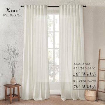 XTMYI 96 Inch Modern Linen Curtains for Living Room