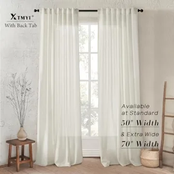 XTMYI 96 Inch Modern Linen Curtains for Living Room