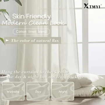 XTMYI 96 Inch Modern Linen Curtains for Living Room