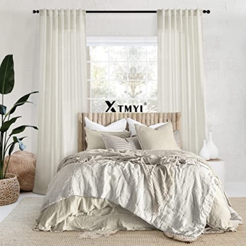 XTMYI 96 Inch Modern Linen Curtains for Living Room