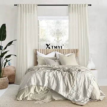 XTMYI 96 Inch Modern Linen Curtains for Living Room