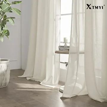 XTMYI 96 Inch Modern Linen Curtains for Living Room