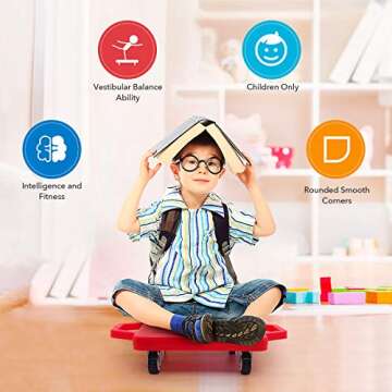 Kids Sitting Scooter Board with Universal Wheels Safety Plastic Scooter for Kids Ages 6-12 Manual Sp...