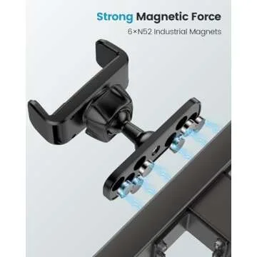 APPS2Car Gym Magnetic Phone Holder, 360 Adjustable, Compatible with 4.7-6.5" Smartphones, Alloy Base and Joint, Black