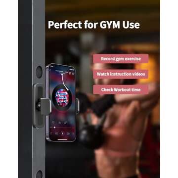 APPS2Car Gym Magnetic Phone Holder, 360 Adjustable, Compatible with 4.7-6.5" Smartphones, Alloy Base and Joint, Black