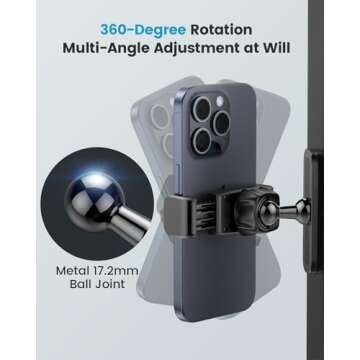 APPS2Car Gym Magnetic Phone Holder, 360 Adjustable, Compatible with 4.7-6.5" Smartphones, Alloy Base and Joint, Black