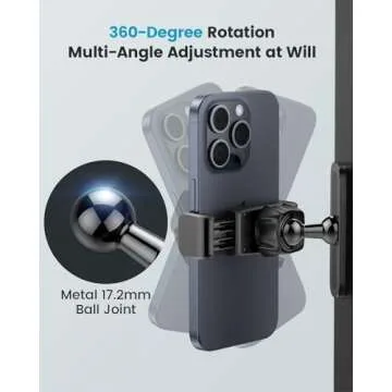 APPS2Car Gym Magnetic Phone Holder, 360 Adjustable, Compatible with 4.7-6.5" Smartphones, Alloy Base and Joint, Black