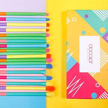 Docolor Eye Makeup Brushes 16pcs Colorful Eyeshadow Makeup Brush Set Professtional Eyeshadow Brushes...