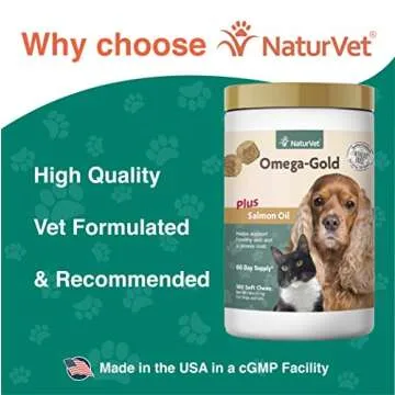NaturVet Omega-Gold Plus Salmon Oil Soft Chews for Pets