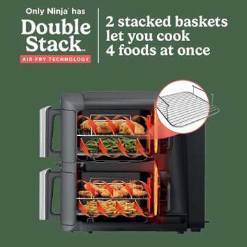 Ninja DoubleStack XL Smart 2-Basket Air Fryer, Smart Cook System, DoubleStack Technology Cook 4 Food...