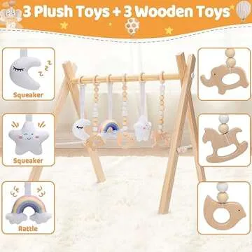 KIZZYEA Wooden Baby Play Gym for Infants 0-12 Months