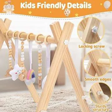 KIZZYEA Wooden Baby Play Gym for Infants 0-12 Months