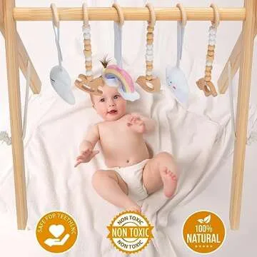 KIZZYEA Wooden Baby Play Gym for Infants 0-12 Months
