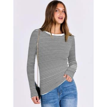 ANRABESS Long Sleeve Slim Fit Tops for Women 2025