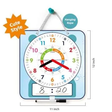 Magnetic Dry Erase Teaching Clock for Kids 12" Large